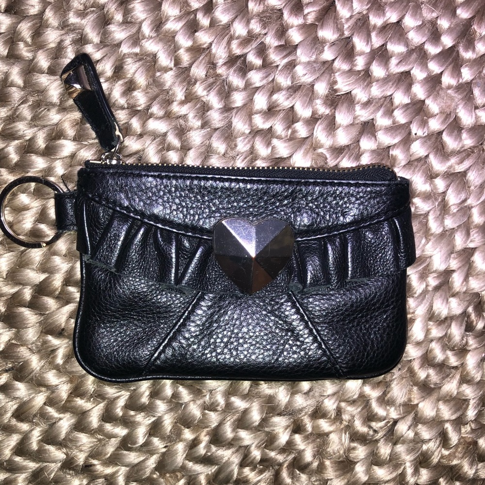 Betsey Johnson Black leather coin purse wallet